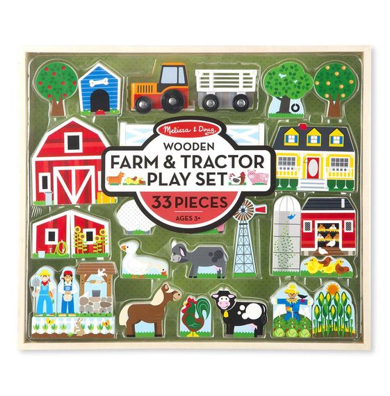 4800 - Melissa & Doug Wooden Farm & Tractor Play Set