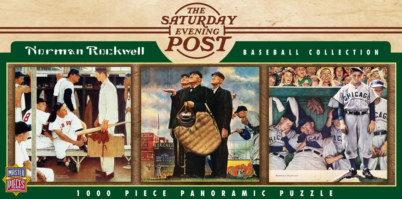 Leanin' Tree/MasterPieces Puzzle - #91341 - Saturday Evening Post: Norman Rockwell MLB Cooperstown - 1000 pc Panoramic Jigsaw Puzzle