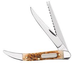Case XX #10726 Amber Bone Peach Seed Jig Fishing Knife