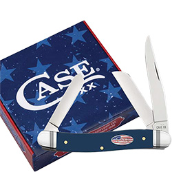 Case XX #10863 - Medium Stockman - Blue Synthetic w/Stars & Stripes Shield - Gift Box