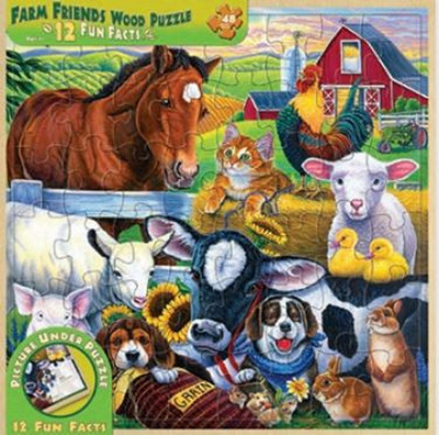 Leanin' Tree/MasterPieces Puzzle - #11018 Fun Facts of Farm Friends - 48pc Wood Kids Puzzle