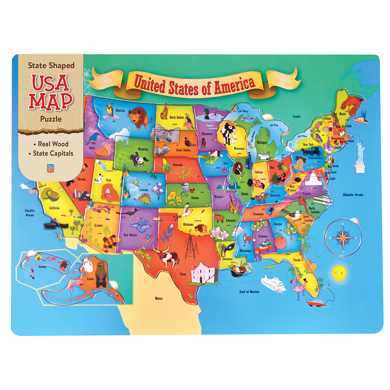 Leanin' Tree/MasterPieces Puzzle - #11702 USA Map - 44pc Wood Jigsaw Puzzle