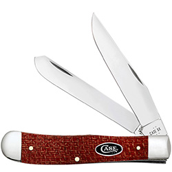 Case XX #12270 - Trapper - Dark Red Burlap Micarta, Smooth - Carbon Steel