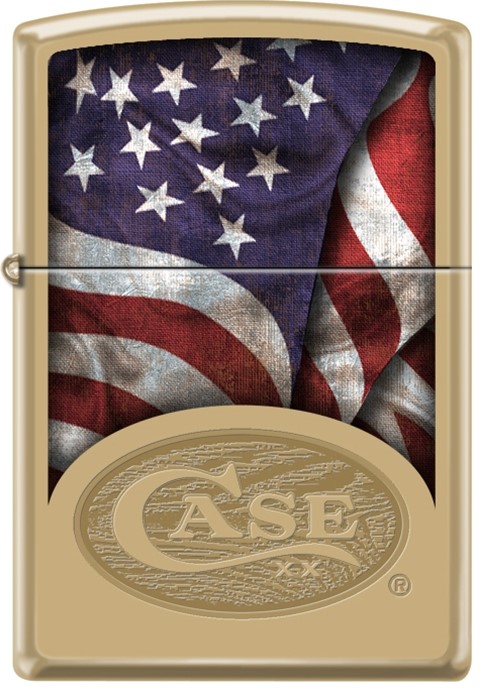 Zippo - #12590 Case American Flag Solid Brass Lighter