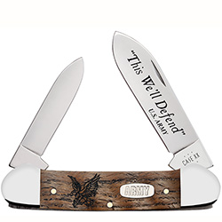 Case XX #15055 - Canoe - U.S. Army Embellished Natural Curly Oak
