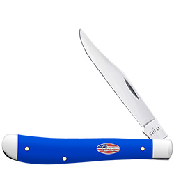 Case XX #16403 - Slimline Trapper - Smooth Royal Blue Synthetic w/Flag