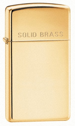 Zippo - #1654 Solid Brass Engraved Slim High Polished Brass Lighter