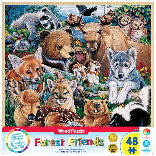 Leanin' Tree/MasterPieces Puzzle - #20716 Fun Facts of Forest Friends - 48pc Wood Kids Puzzle