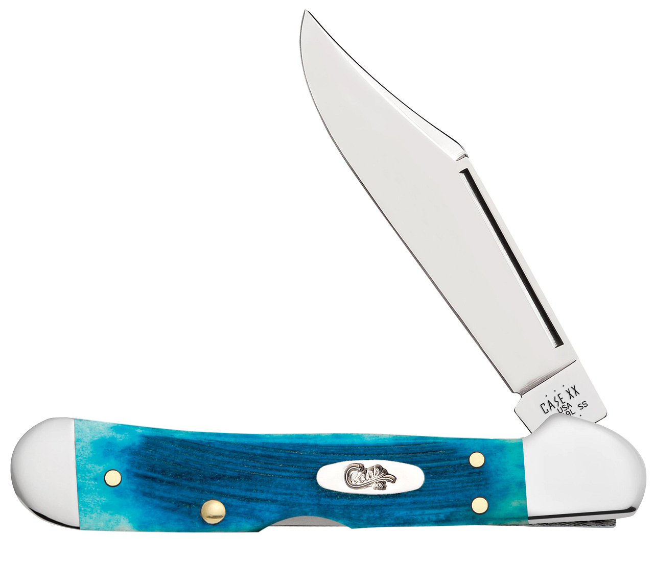 Case XX #25585 - Mini CopperLock - Caribbean Blue Bone