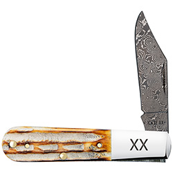 Case XX #27232 - Barlow - Burnt Natural Bone - Deep Canyon Jig - Damascus