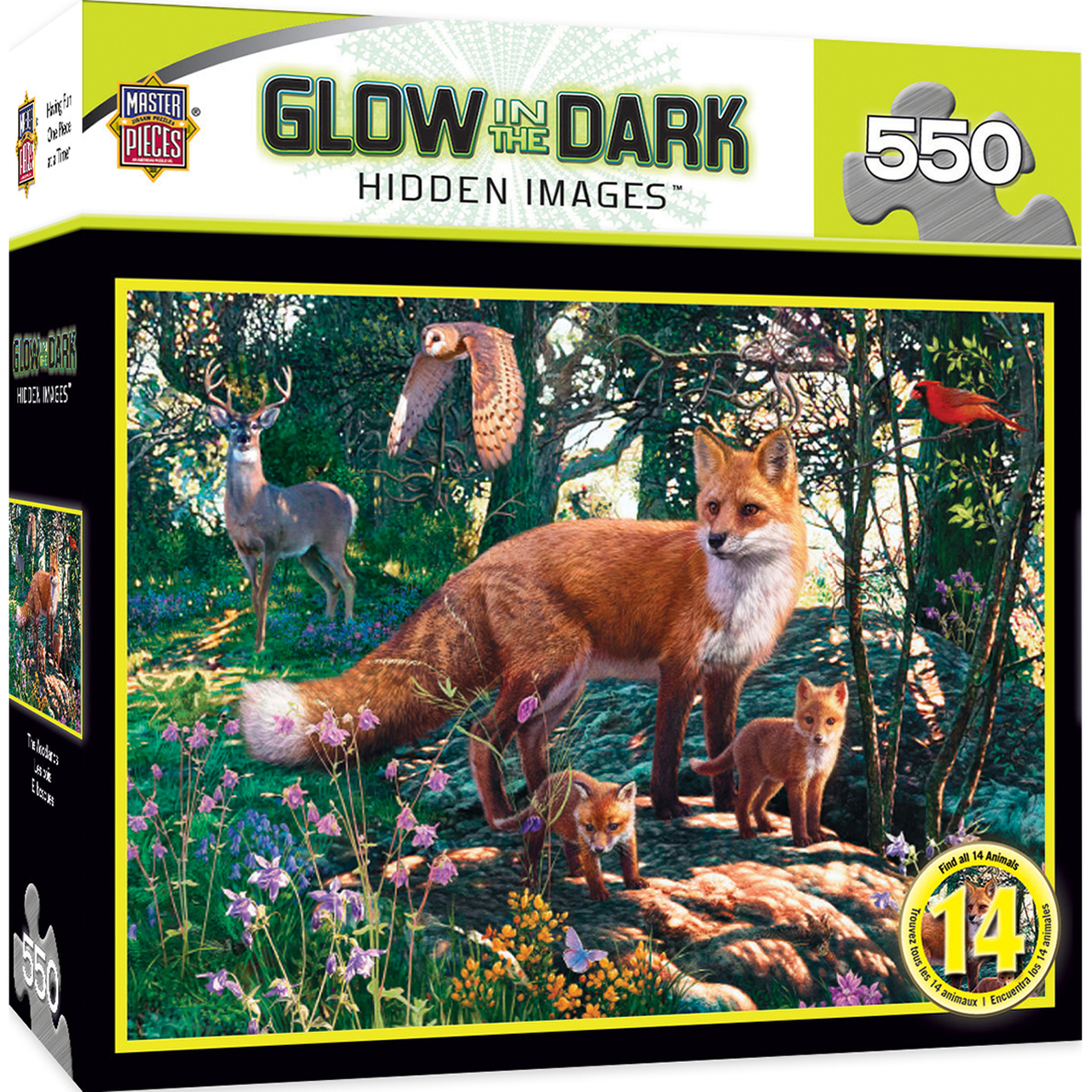 Leanin' Tree/MasterPieces Puzzle - #31687 Hidden Images: The Woodlands Fox - 500pc Glow-in-the-Dark Jigsaw Puzzle 