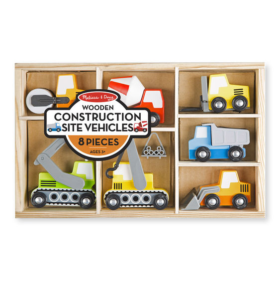 3180 - Melissa & Doug Wooden Construction Site Vehicles 