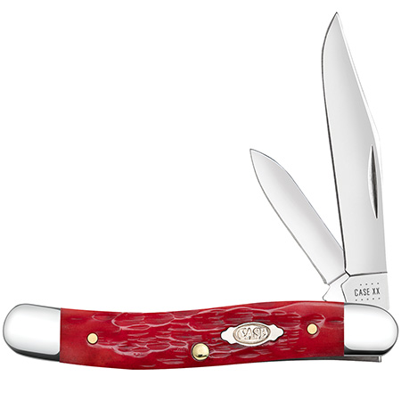 Case XX #31951 - Medium Stockman - Dark Red Bone CV, Peach Seed Jig