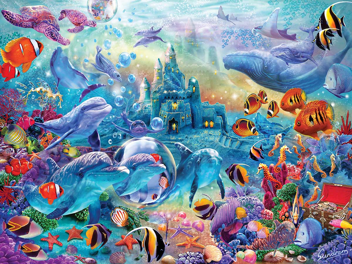 Leanin' Tree/MasterPieces Puzzle - #32018 Hidden Image: Sea Castle Delight - 500pc Glow-in-the-Dark Jigsaw Puzzle