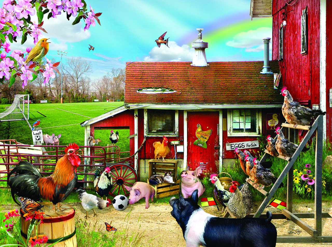 SunsOut Puzzles - #35068 Barnyard Soccer - 300pc Jigsaw Puzzle