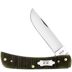 Case XX #39233 - Sod Buster Jr - Olive Green Bone Sawcut Jig
