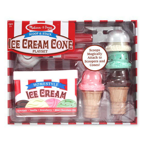 Melissa & Doug Scoop and Stack Ice Cream Cone Magnetic Pretend Play Set