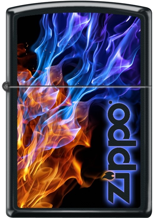 Zippo - #13437 Fire & Ice, Black Matte Lighter