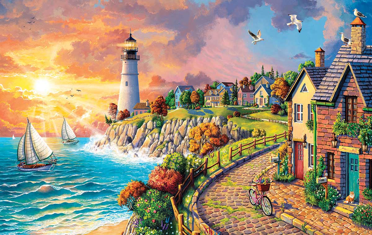 SunsOut Puzzle - #42952 Lighthouse by the Sea - 550pc Jigsaw Puzzle