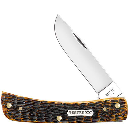 Case XX #51394 - Sod Buster Jr - Burnt Amber Bone - Dogbone Shield 