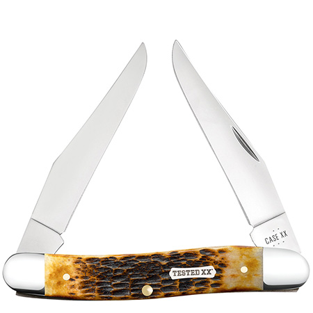 Case XX #51395 - Muskrat - Burnt Amber Bone - Dogbone Shield