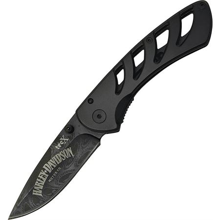 Case XX #52092 - Harley Davidson - TecX Exo-Lock Skeleton Pocket Knife Stainless Handle Black