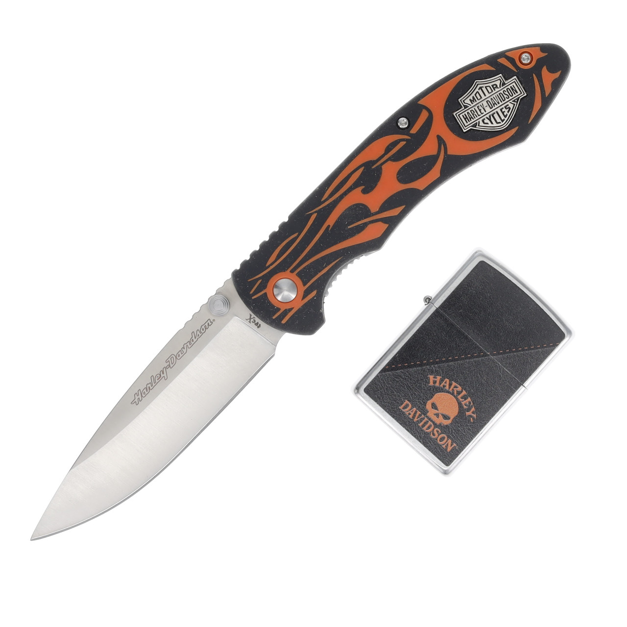 Case XX #52248 - Tec-X Harley Davidson Zippo & Linerlock Folding Knife Gift Set 