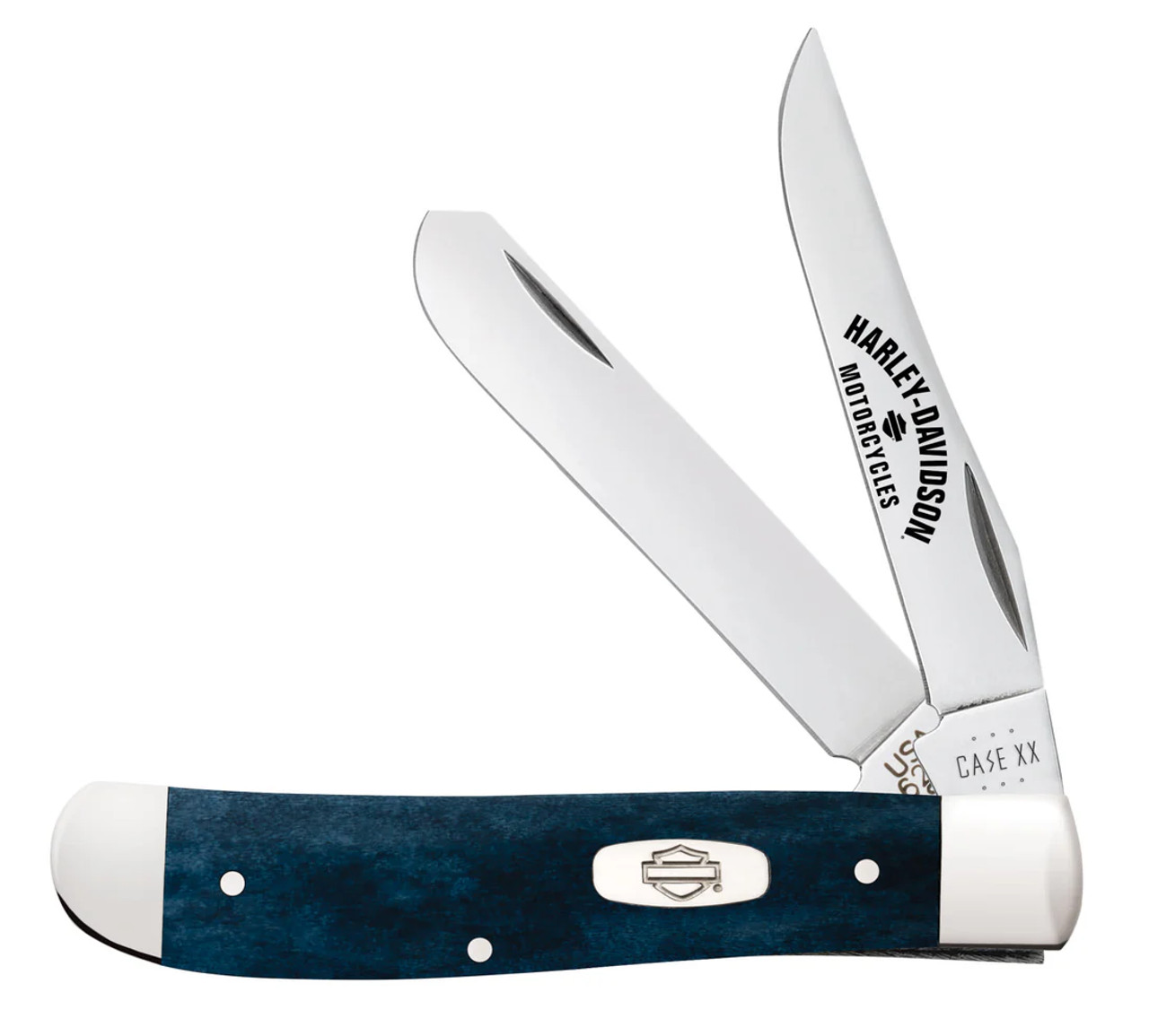 Case XX #52263 - Harley Davidson Mini Trapper - Mediterranean Blue Bone