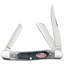 Case XX #53061 - Medium Stockman - Sawcut Jig Gray Bone - Stars & Stripes Shield 
