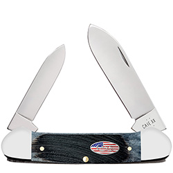 Case XX #53065 - Canoe - Sawcut Jig Gray Bone - Stars & Stripes Shield 