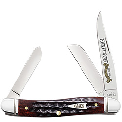 Case XX #55232 - Medium Stockman - Pocket Worn Mahogany Bone w/ Fluted Bolster