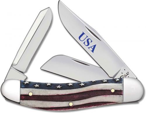 Case XX #64134 - Sow Belly - Star Spangled Patriotic Smooth Natural Bone