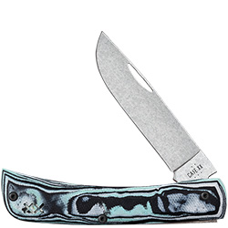 Case XX #66384 - Sod Buster Jr w/Clip - CROSSROADS Seafoam Green Burl G-10
