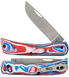 Case XX #66386 - Sod Buster Jr - Red/White/Blue Burl G-10 Smooth XR Crossroads