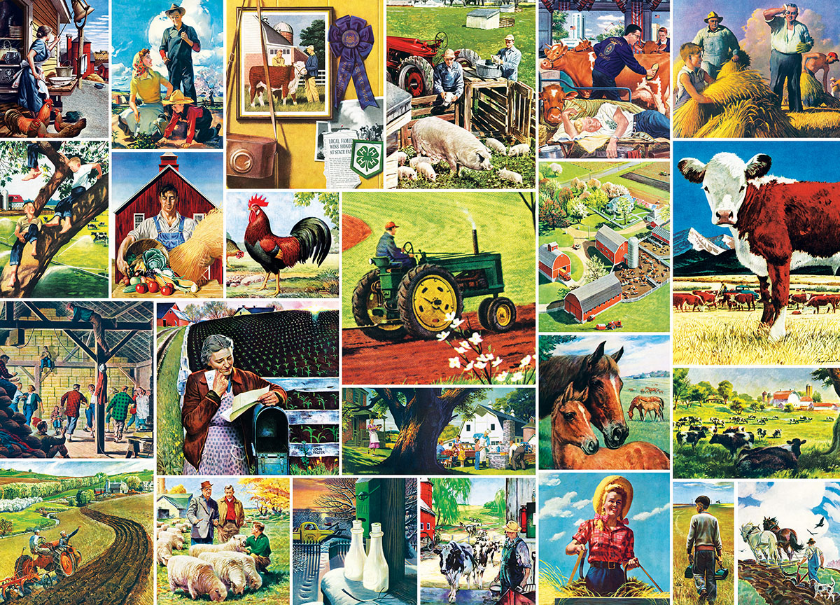 Leanin' Tree/MasterPieces Puzzle - #71808 Saturday Evening Post: Farmland Collage - 1000pc Jigsaw Puzzle