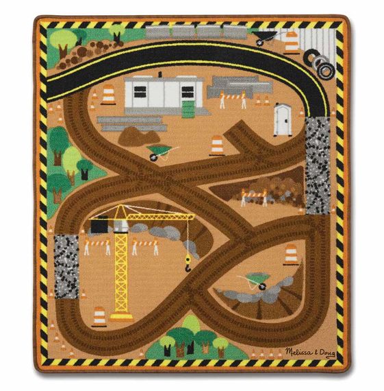 9407 -  Melissa & Doug Round the Construction Zone Work Site Rug & Vehicle Set