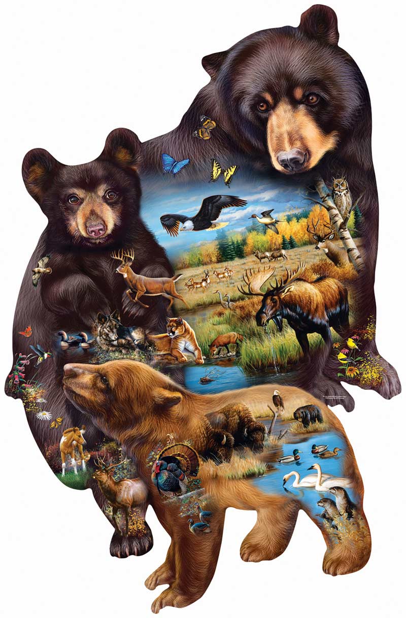SunsOut Puzzle - #95732 Bear Family Adventure - 1000pc Shaped Jigsaw Puzzle
