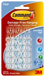Command Mini Clear Hooks with Clear Strips Clear