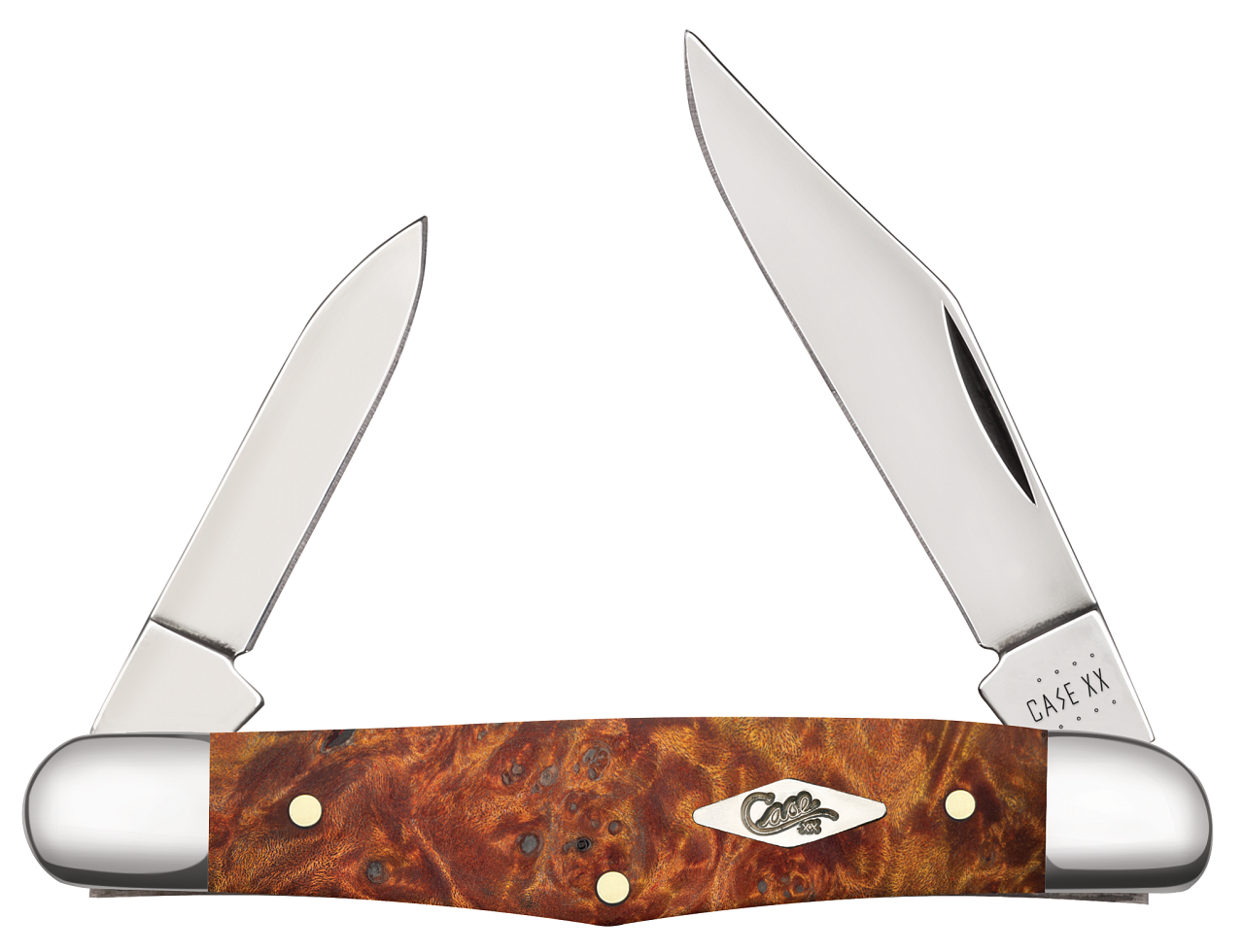 Case XX #11543 - Half Whittler - Orange Yellow Maple Burl Wood 