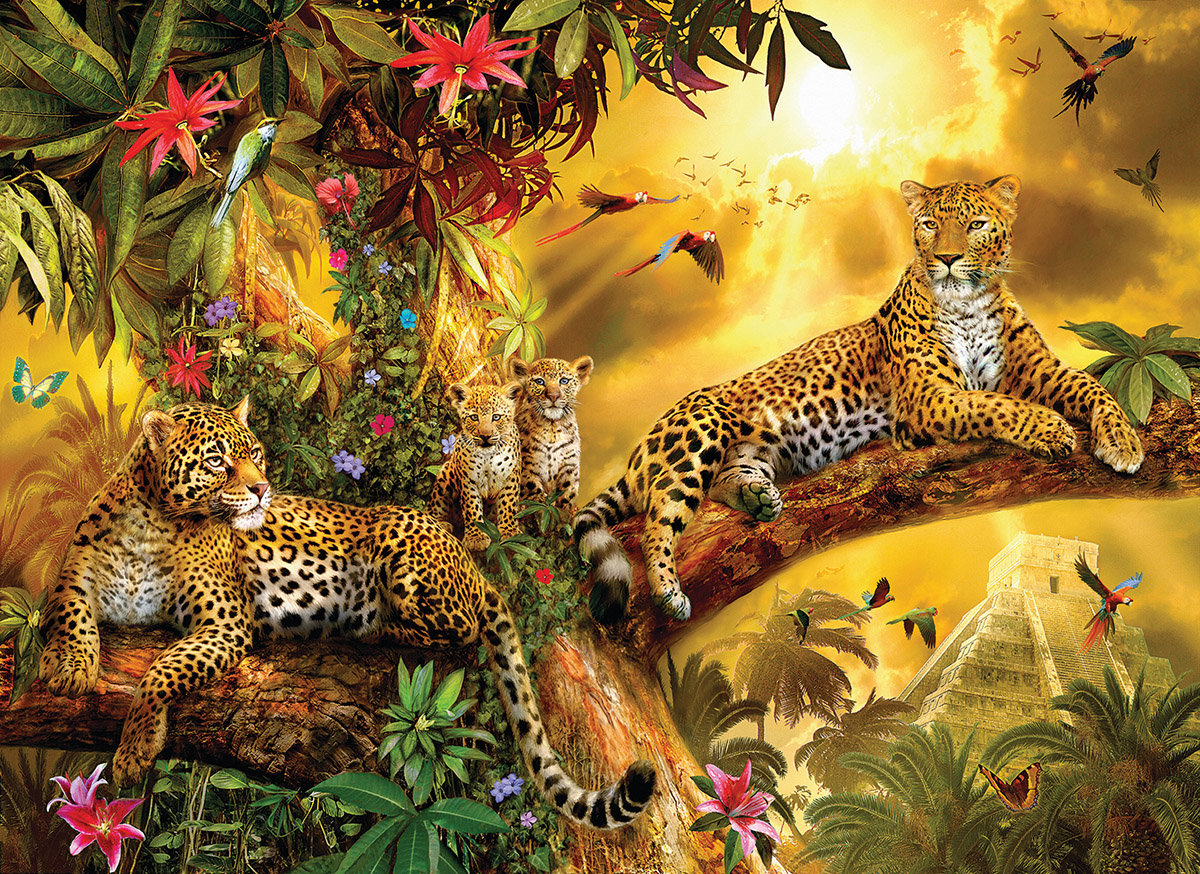 SunsOut Puzzle - #24409 Jungle Jaguars - 500pc Jigsaw Puzzle 
