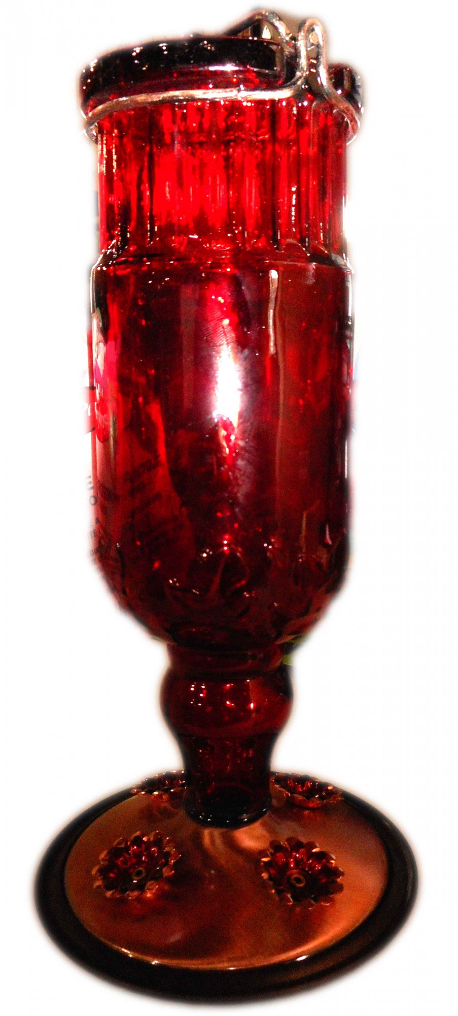 Antique Bottle Hummingbird Feeder Red