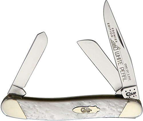 Case XX #S9318WP - Medium Stockman - White Pearl, Slanted Bolsters