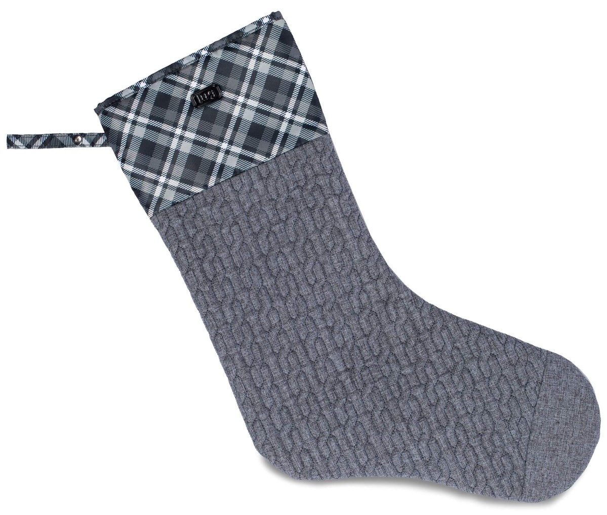 LUG - Merry Christmas Stocking - Plaid Grey