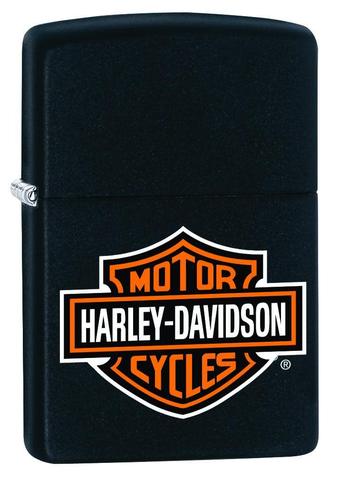 Zippo - #218HD.H252-044 Harley Davidson Classic Logo Black Matte Lighter
