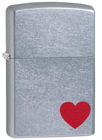 Red Heart Love Chrome - Zippo Lighter